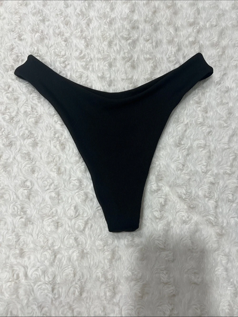 Black Ribbed Bikini Bottoms
